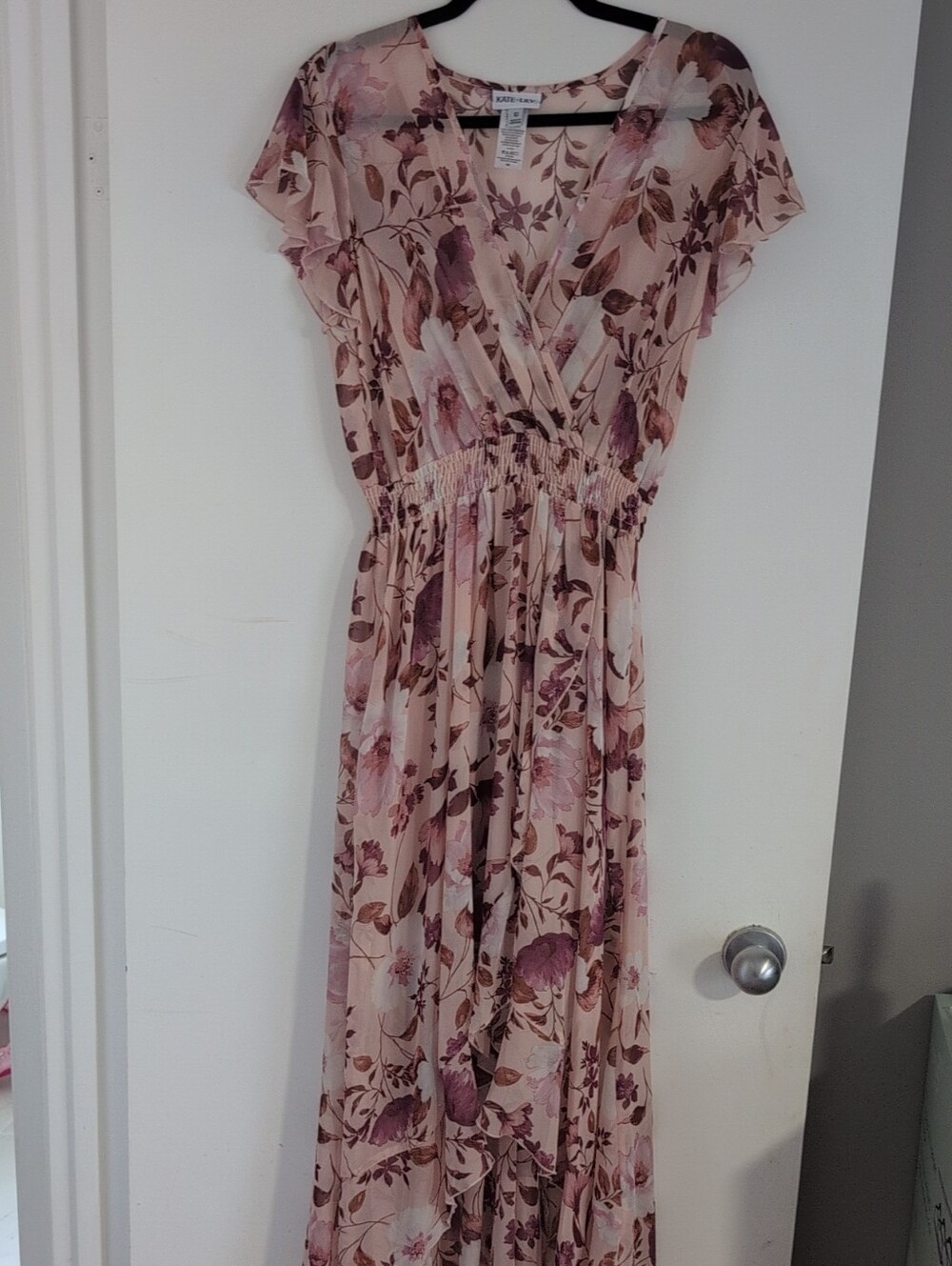 Kate Lily Blush Floral High Low Wrap Style Dress